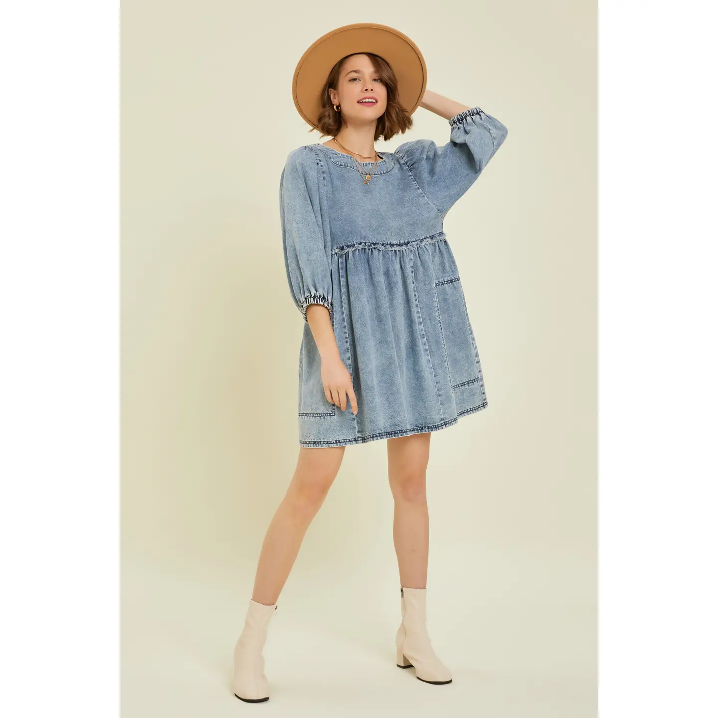Washed Denim Oversized Babydoll Dress Alabaster Nest Washed Denim Oversized Babydoll Dress Alabaster Nest